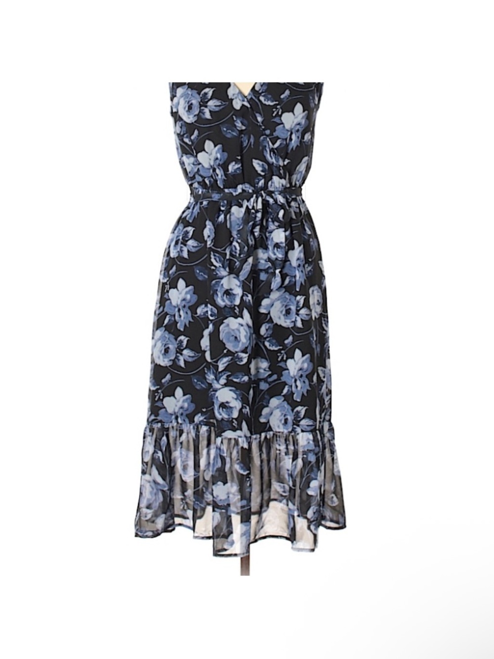 a new day Black and Blue Floral V-Neck Sleeveless Midi Dress - Picture 2 of 7